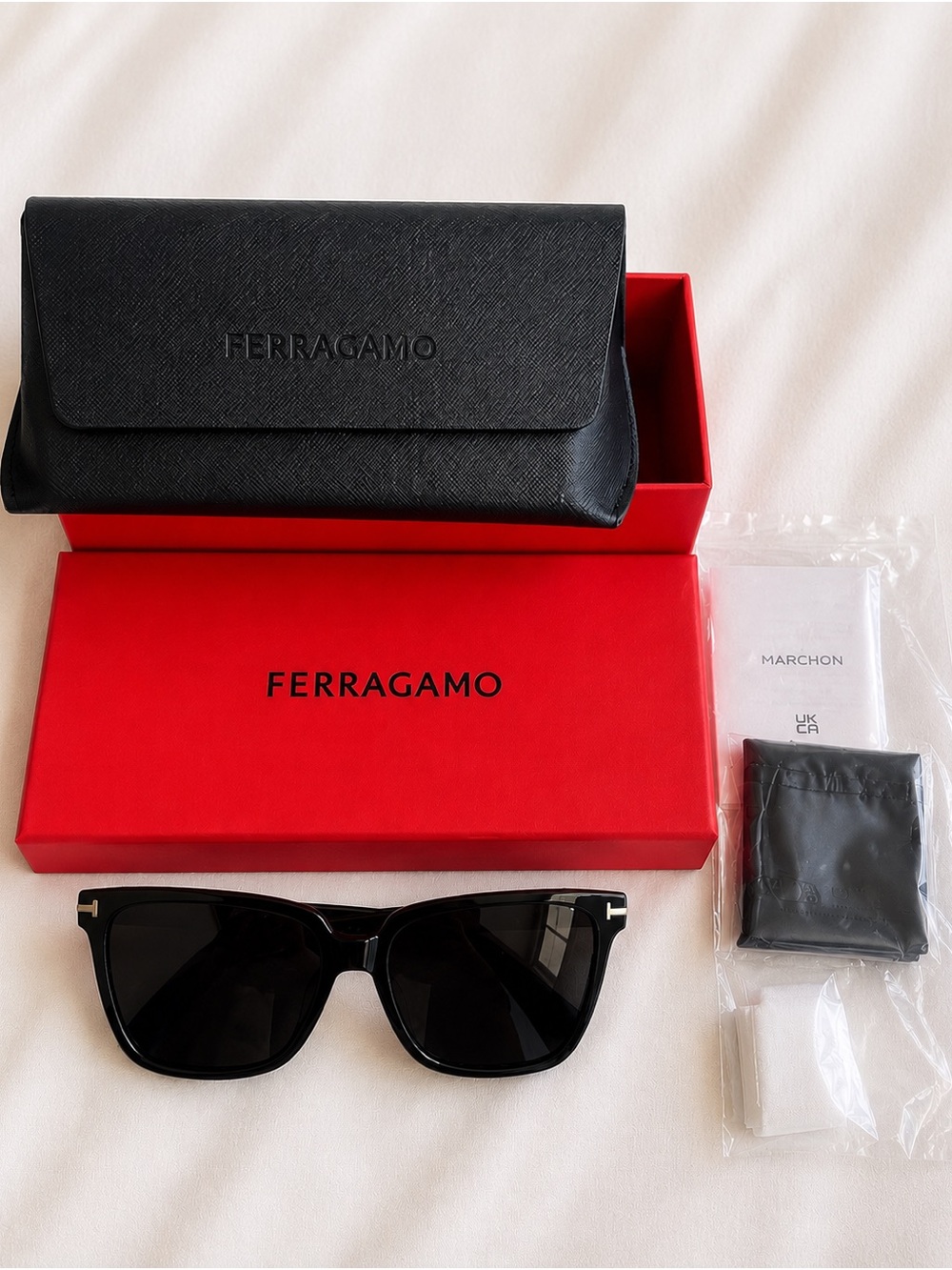 Salvatore Ferragamo Gold Logo Black and Green Sunglasses